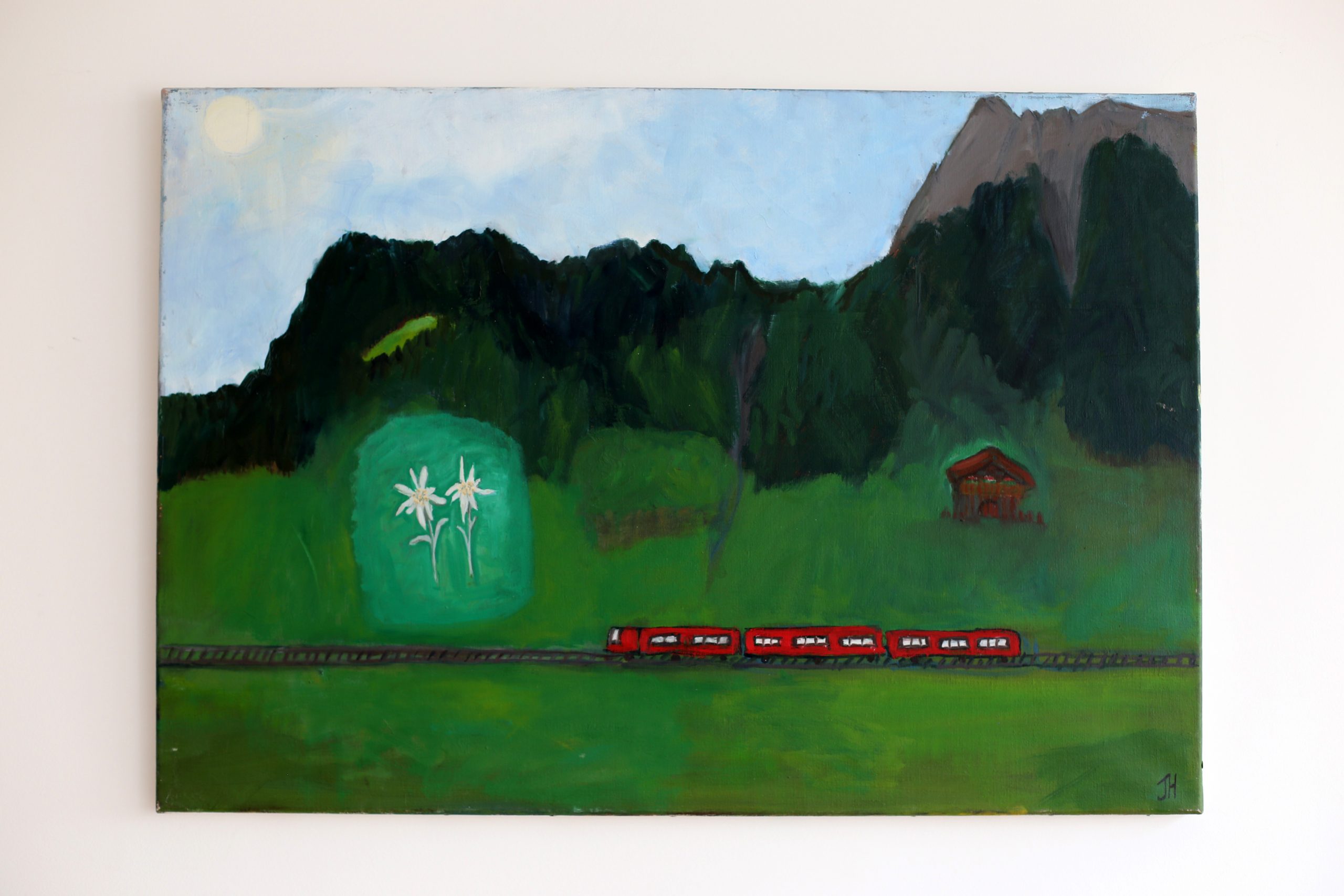 Swiss glacier train (oil on canvas)